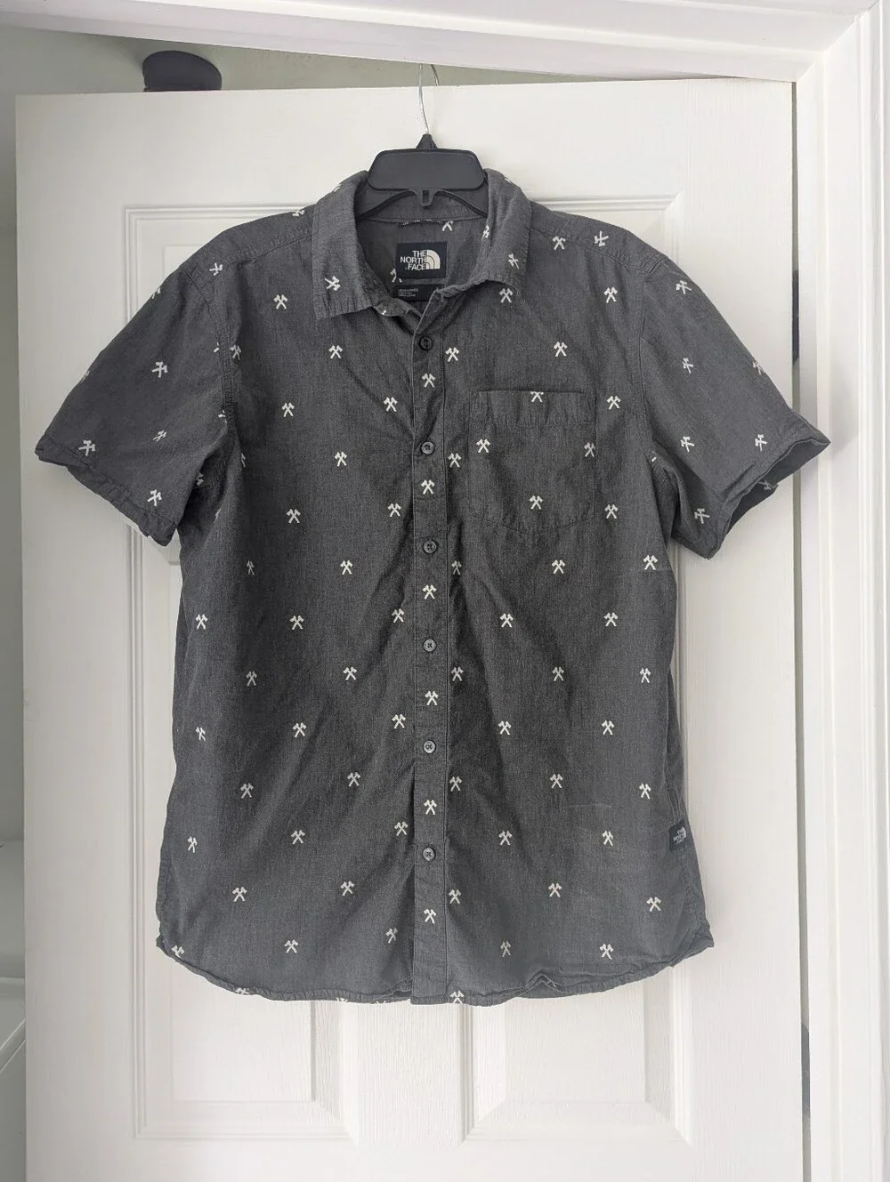 The North Face Axe Pattern Charcoal Short-Sleeve Button-Up Shirt